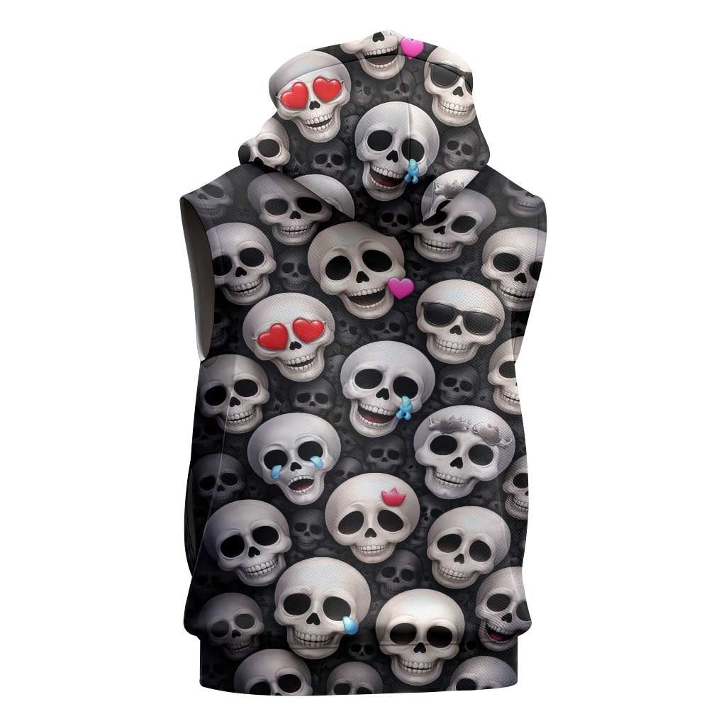 Emoji Skulls Sleeveless Zip Hoodie Moodboard of the Dead