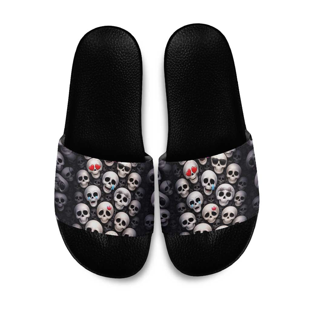Emoji Skulls Slide Sandals Moodboard of the Dead