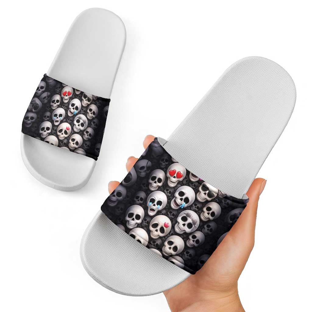 Emoji Skulls Slide Sandals Moodboard of the Dead