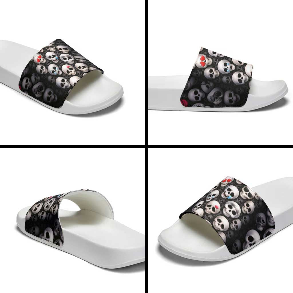 Emoji Skulls Slide Sandals Moodboard of the Dead