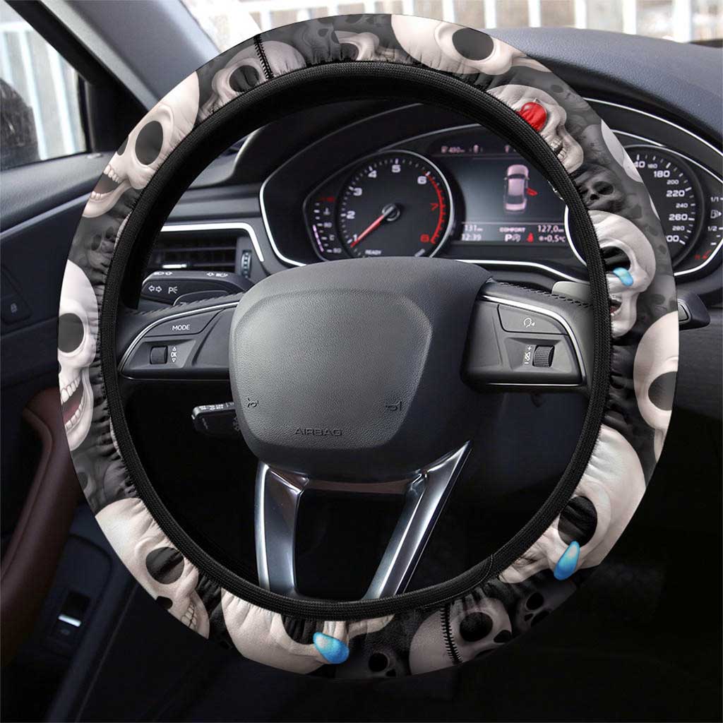 Emoji Skulls Steering Wheel Cover Moodboard of the Dead