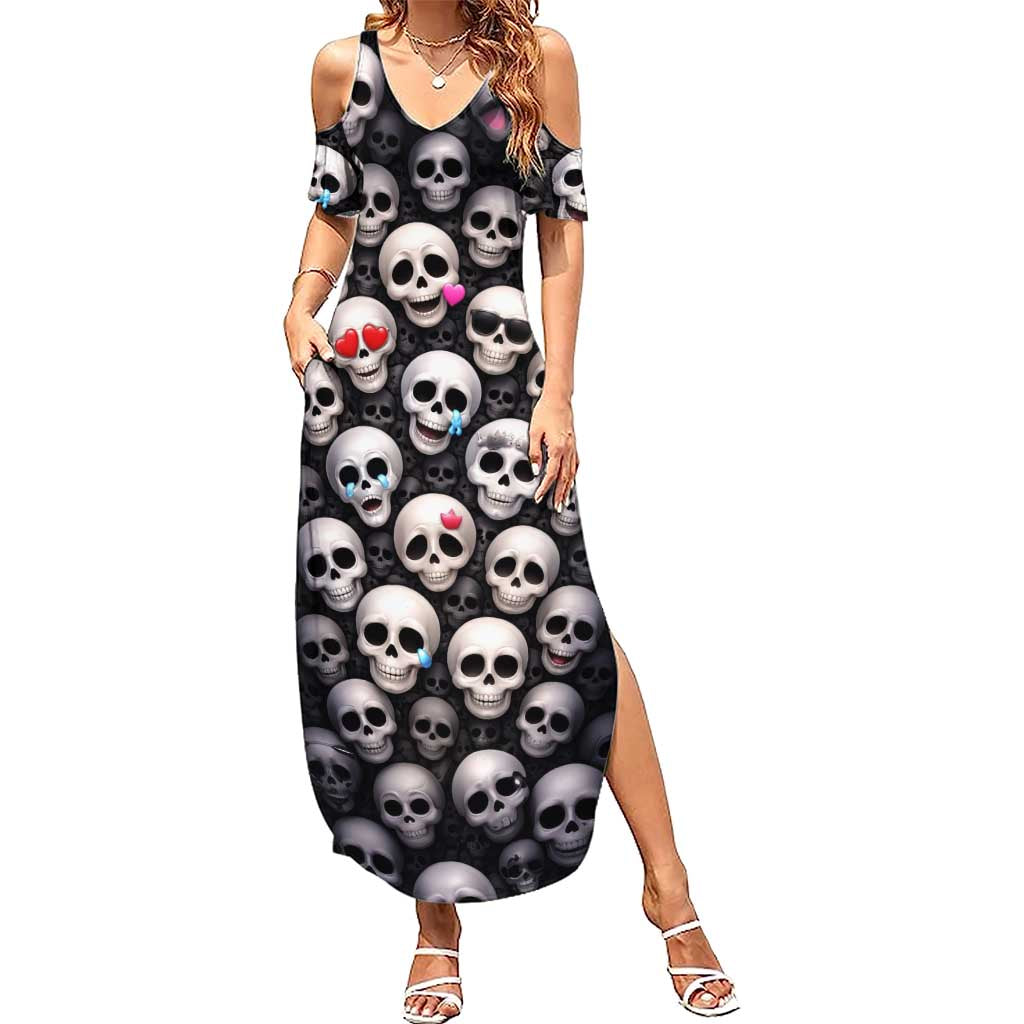 Emoji Skulls Summer Maxi Dress Moodboard of the Dead