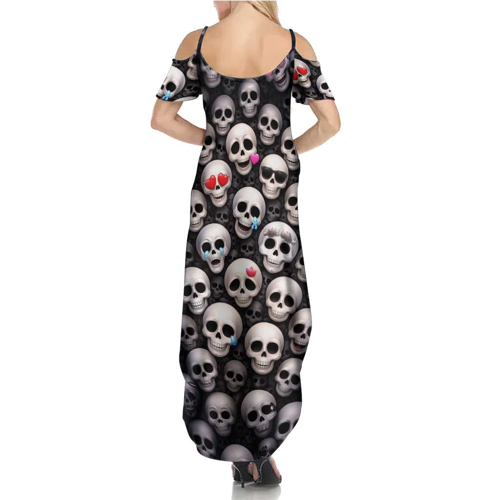 Emoji Skulls Summer Maxi Dress Moodboard of the Dead