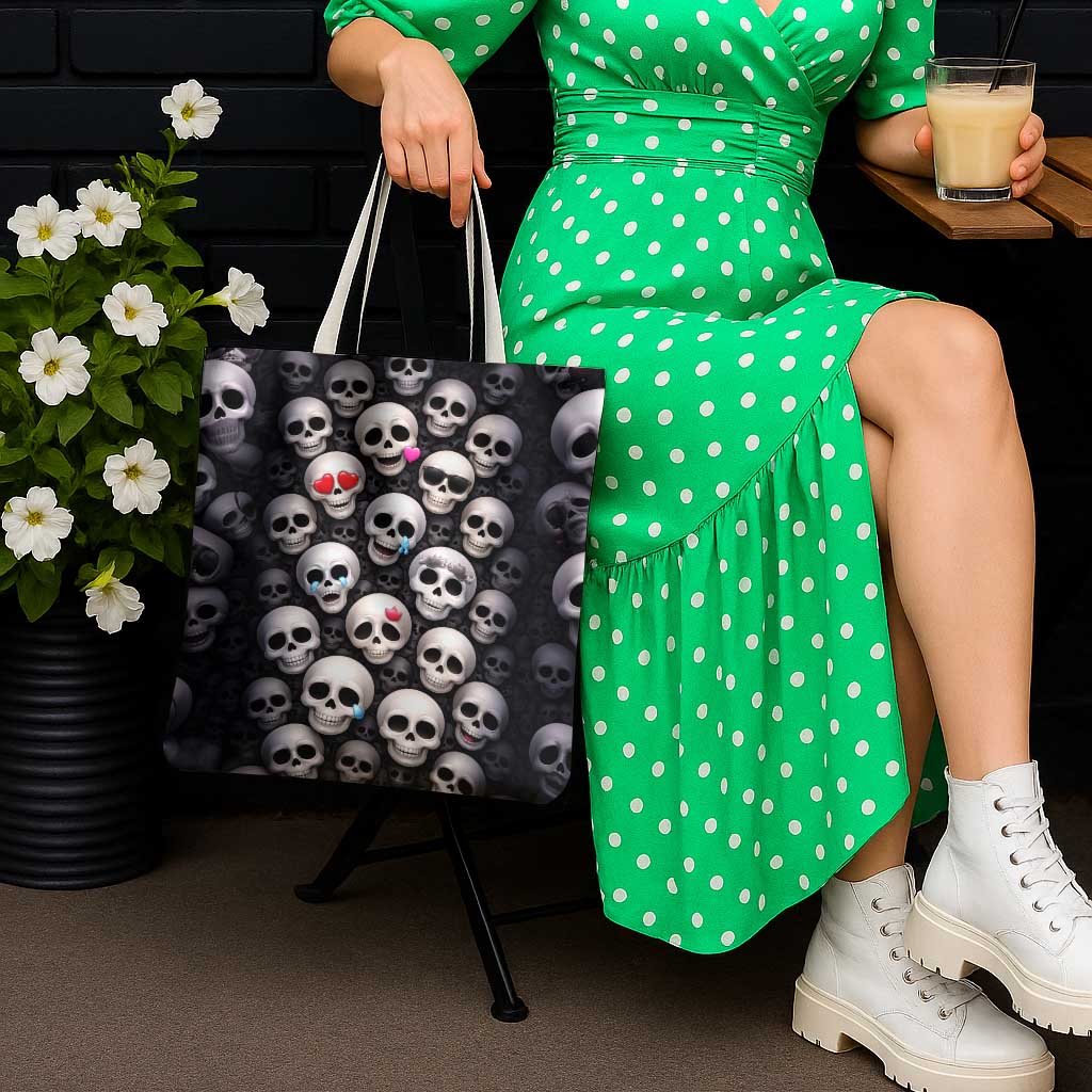 Emoji Skulls Tote Bag Moodboard of the Dead