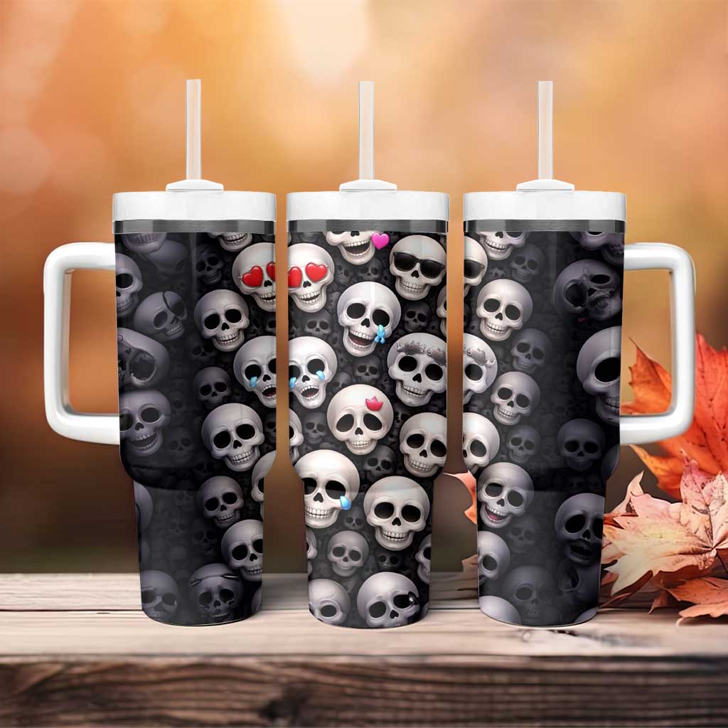 Emoji Skulls Tumbler With Handle Moodboard of the Dead