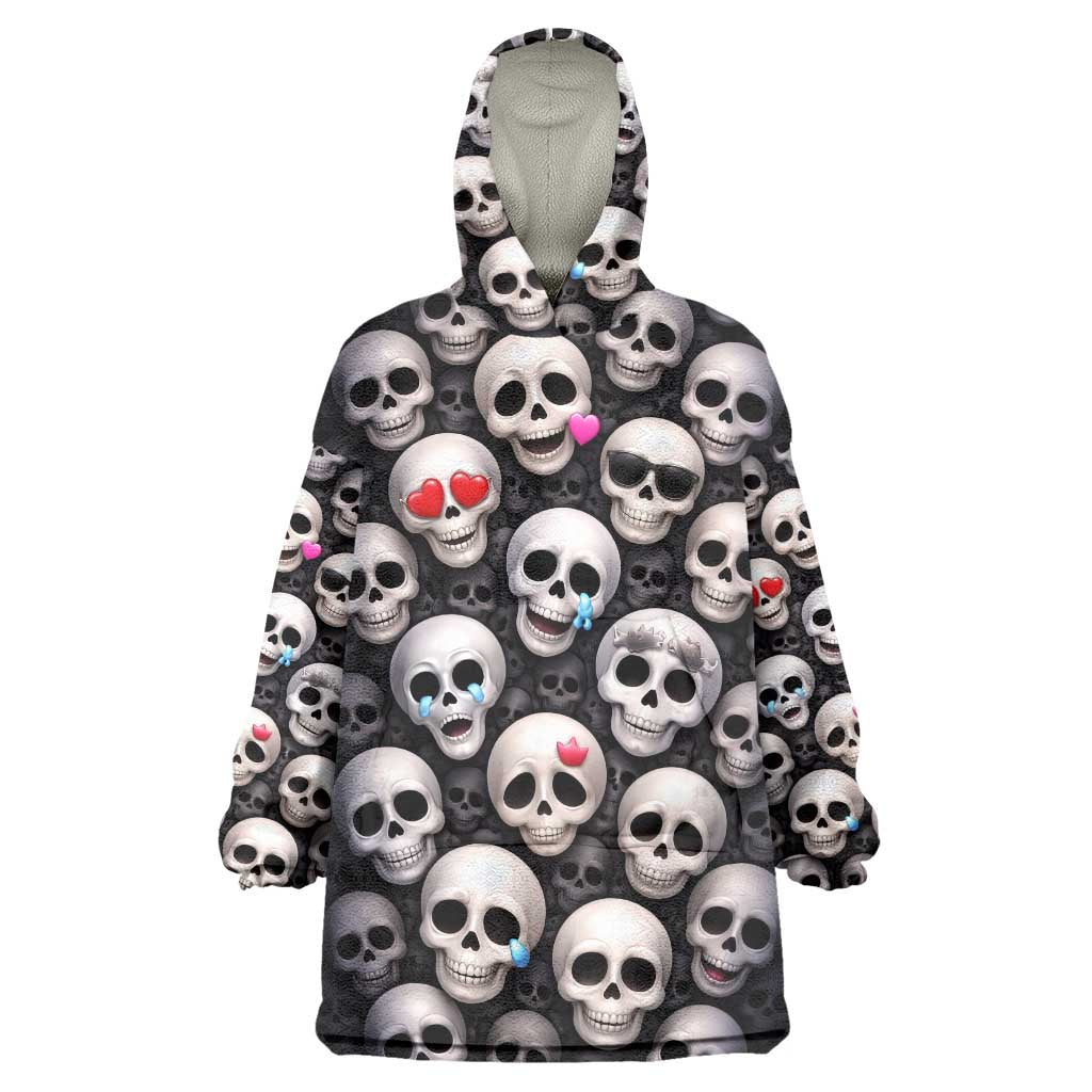 Emoji Skulls Wearable Blanket Hoodie Moodboard of the Dead