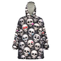 Emoji Skulls Wearable Blanket Hoodie Moodboard of the Dead