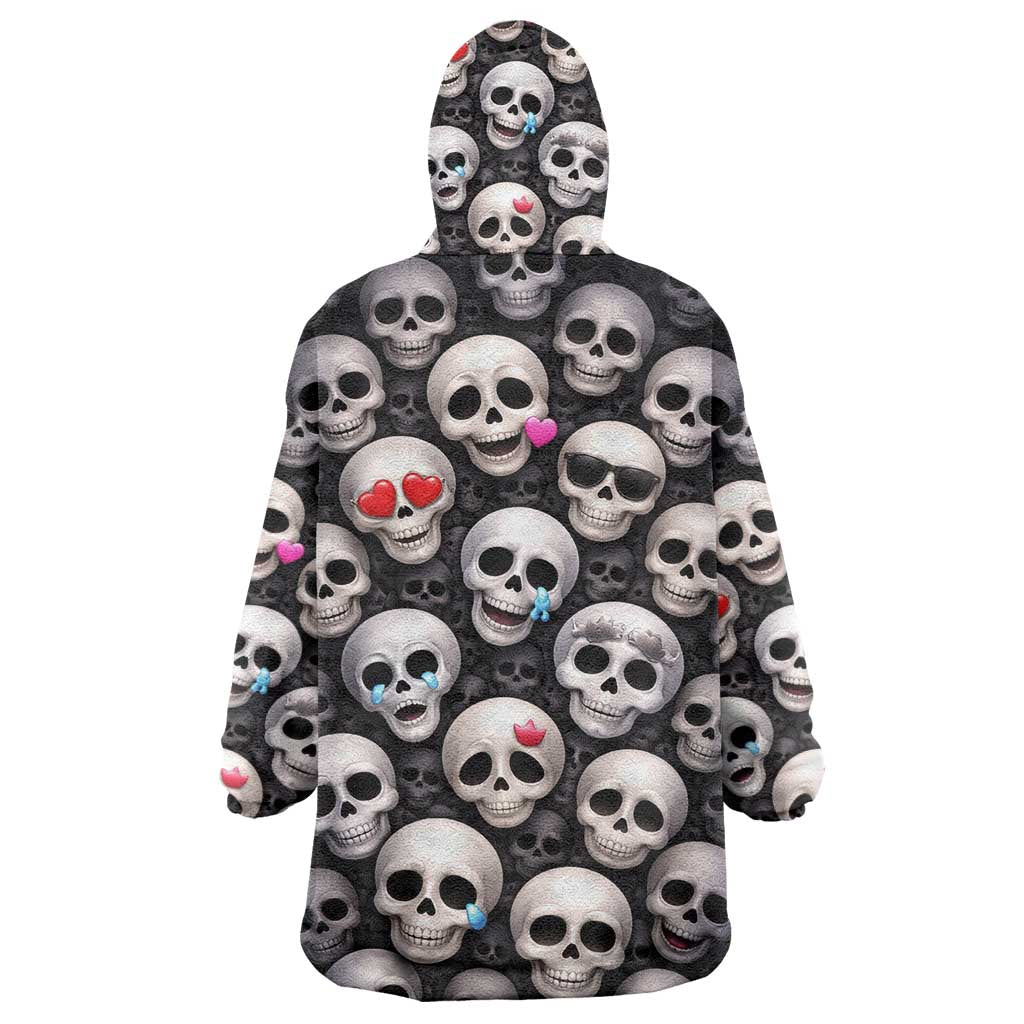Emoji Skulls Wearable Blanket Hoodie Moodboard of the Dead