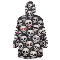 Emoji Skulls Wearable Blanket Hoodie Moodboard of the Dead