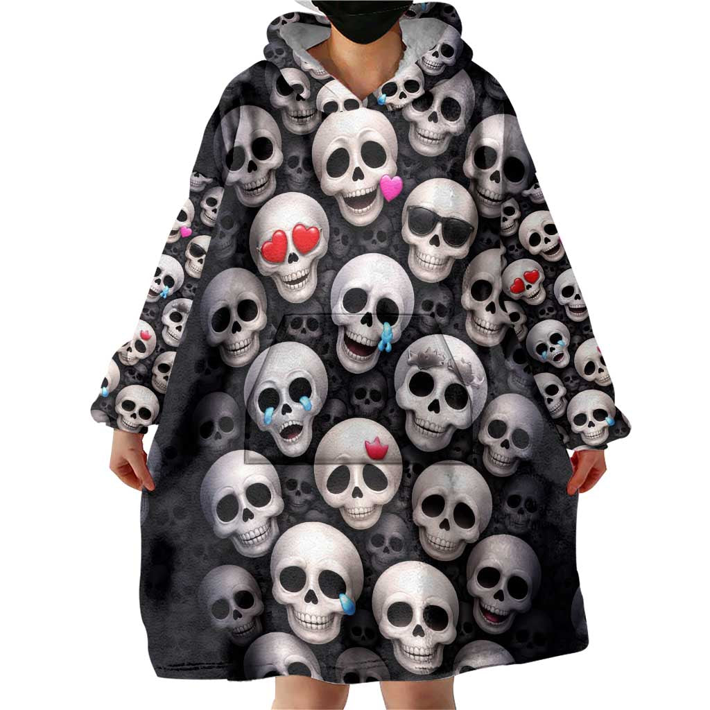 Emoji Skulls Wearable Blanket Hoodie Moodboard of the Dead