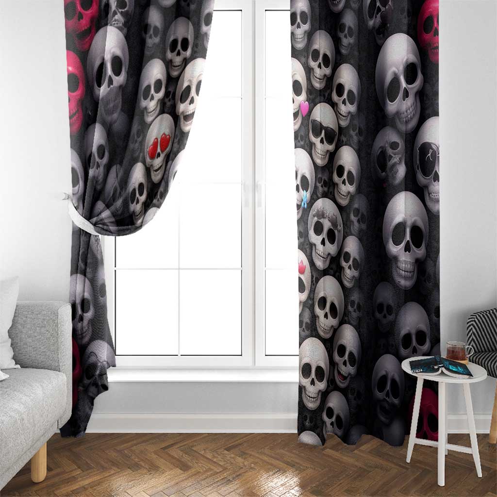 Emoji Skulls Window Curtain Moodboard of the Dead