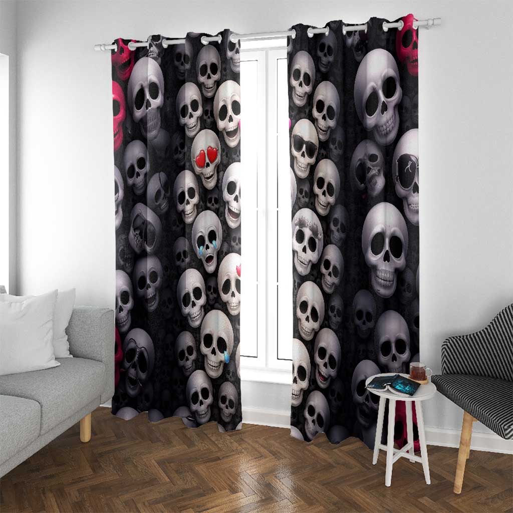 Emoji Skulls Window Curtain Moodboard of the Dead