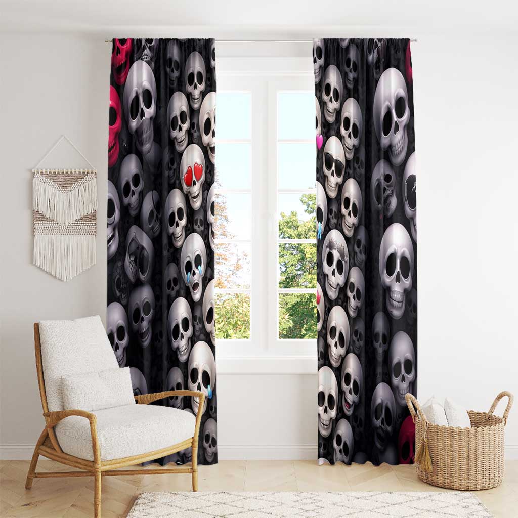 Emoji Skulls Window Curtain Moodboard of the Dead