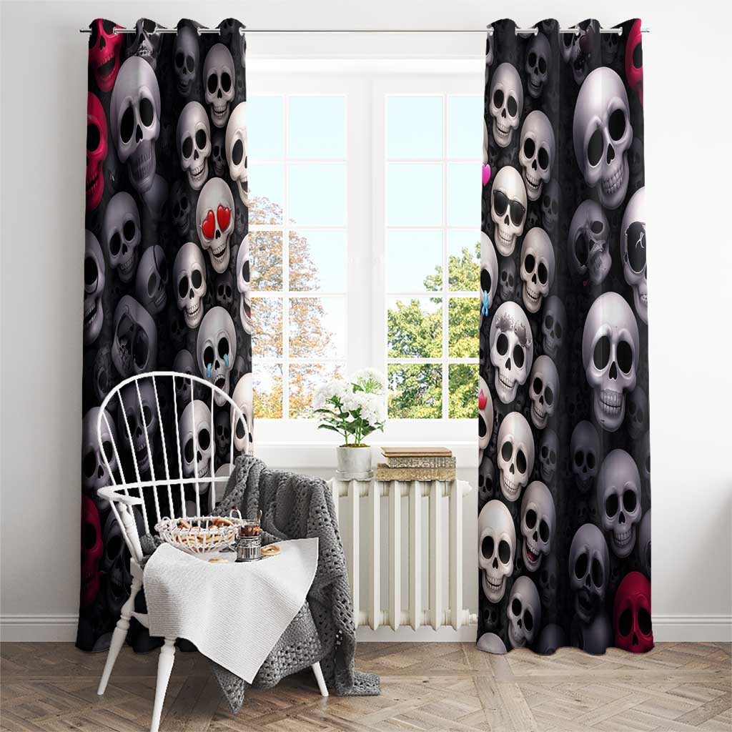 Emoji Skulls Window Curtain Moodboard of the Dead