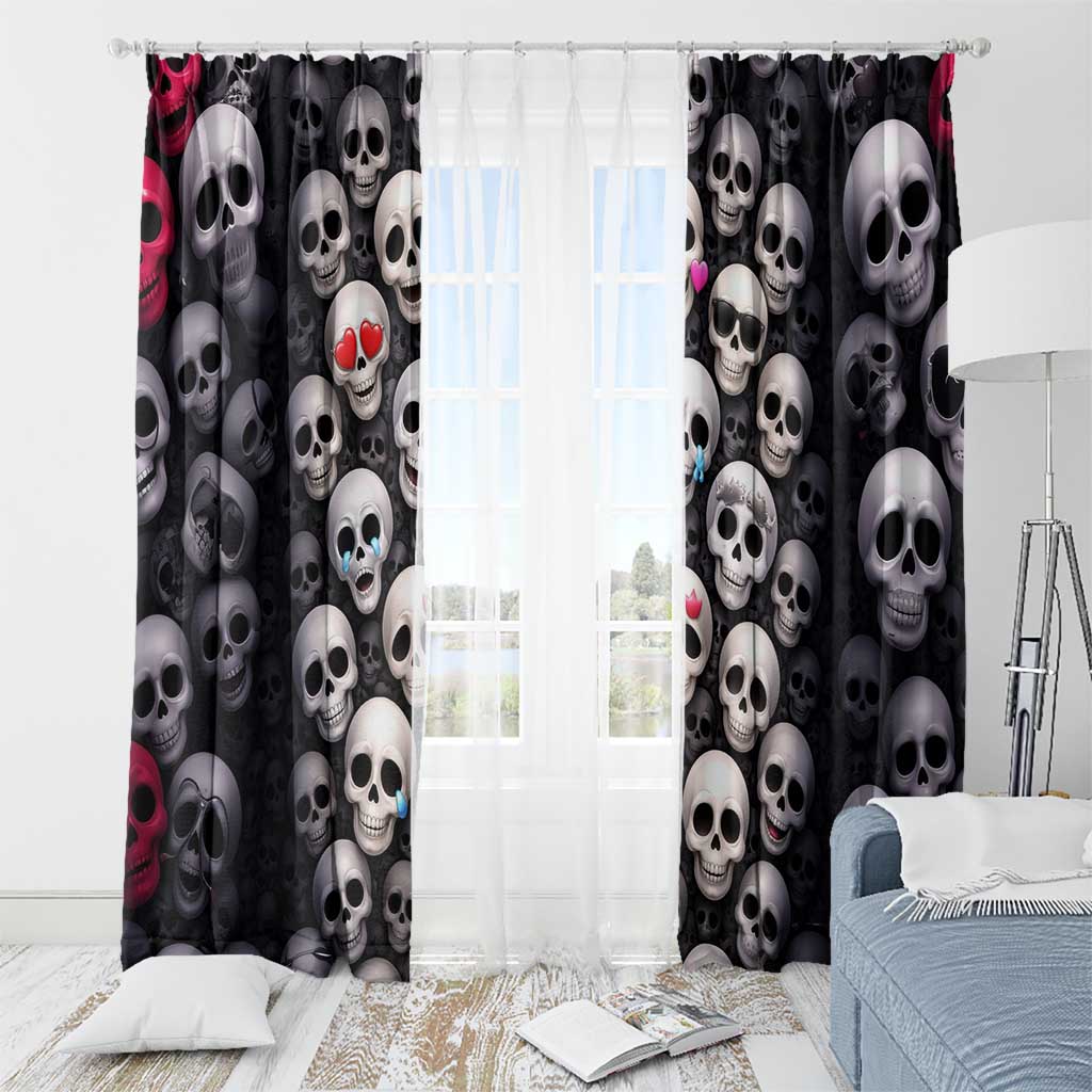 Emoji Skulls Window Curtain Moodboard of the Dead