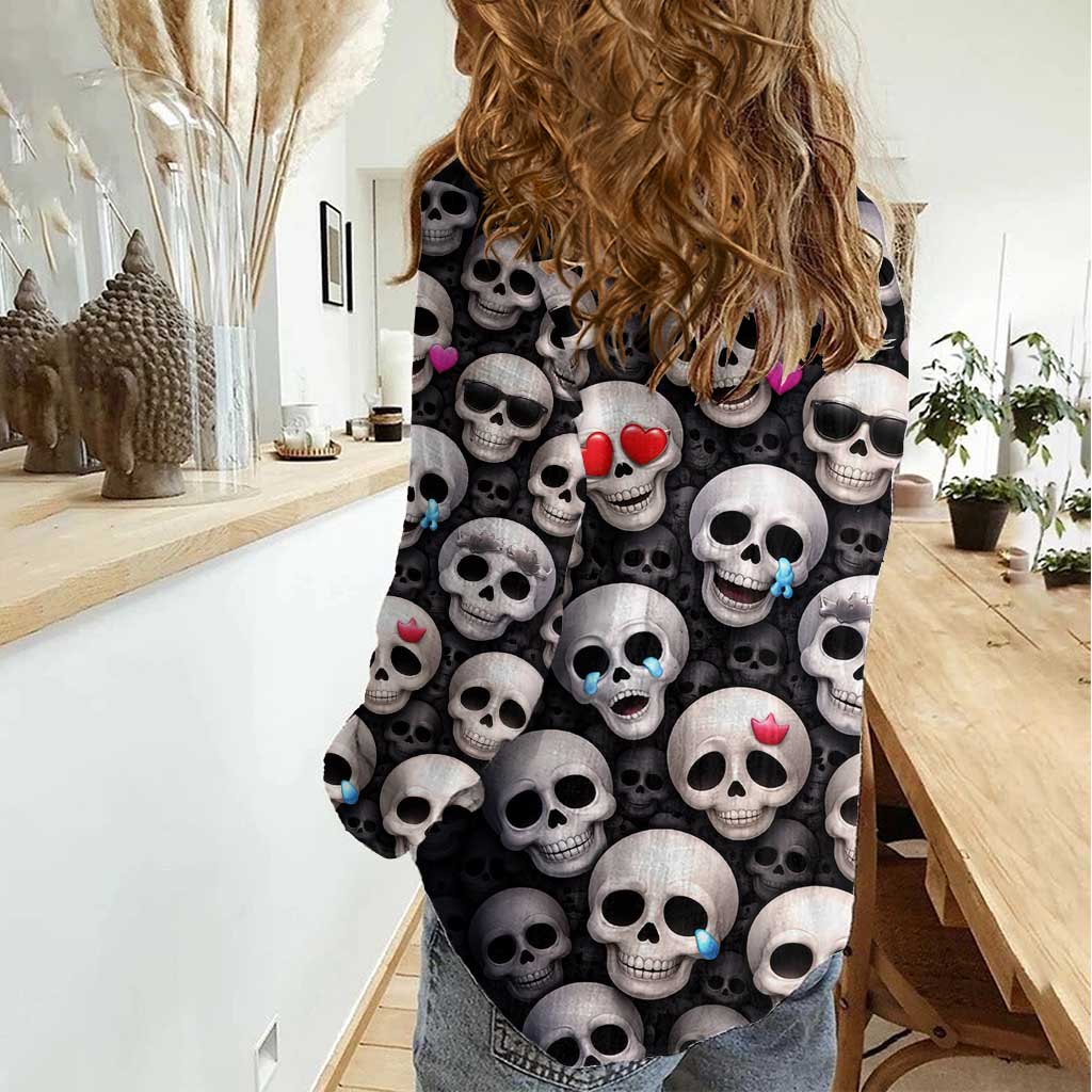 Emoji Skulls Women Casual Shirt Moodboard of the Dead