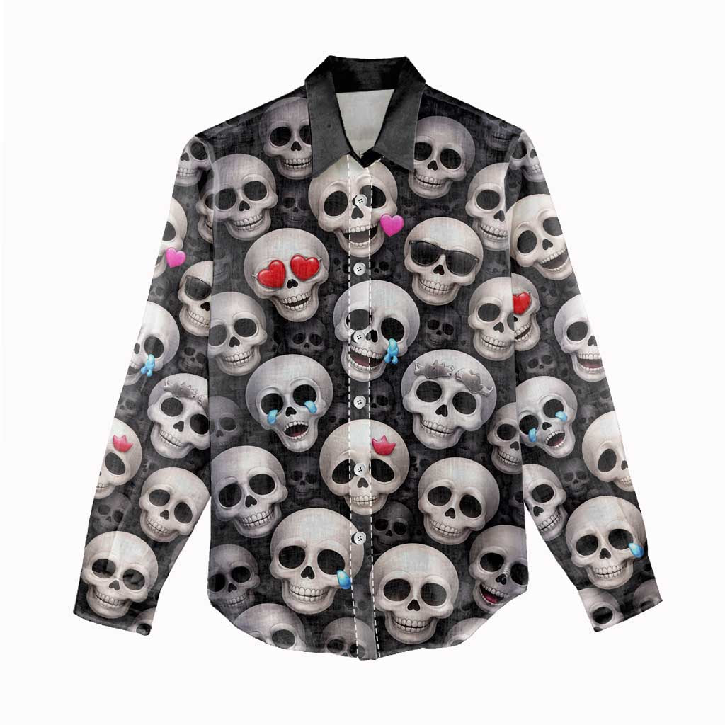 Emoji Skulls Women Casual Shirt Moodboard of the Dead