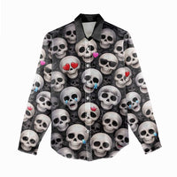 Emoji Skulls Women Casual Shirt Moodboard of the Dead