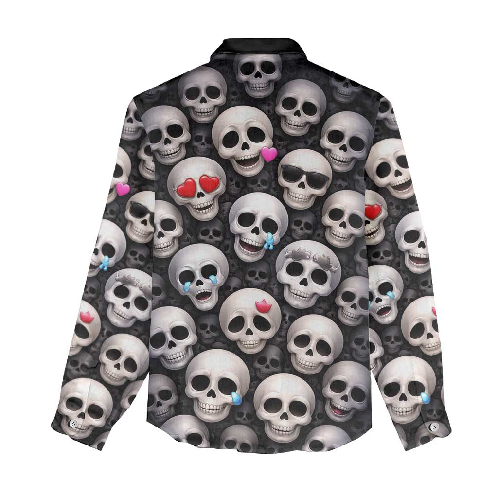 Emoji Skulls Women Casual Shirt Moodboard of the Dead