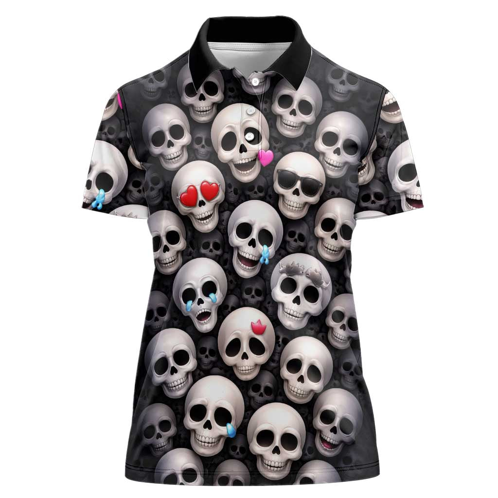 Emoji Skulls Women Polo Shirt Moodboard of the Dead