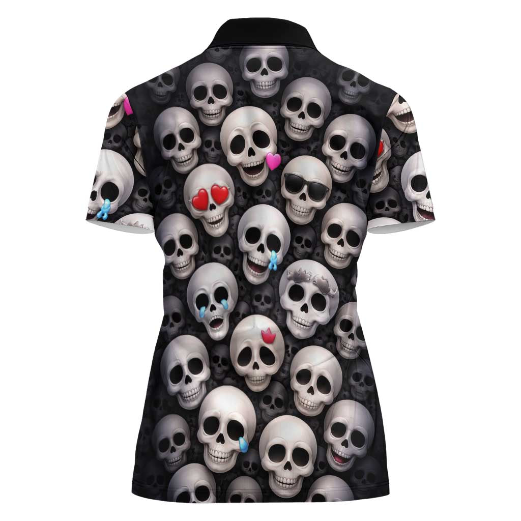Emoji Skulls Women Polo Shirt Moodboard of the Dead