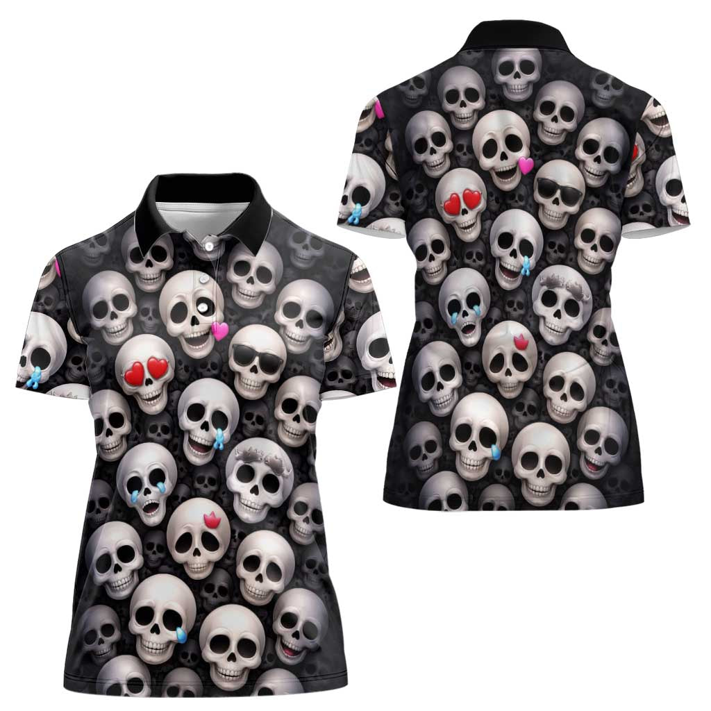 Emoji Skulls Women Polo Shirt Moodboard of the Dead