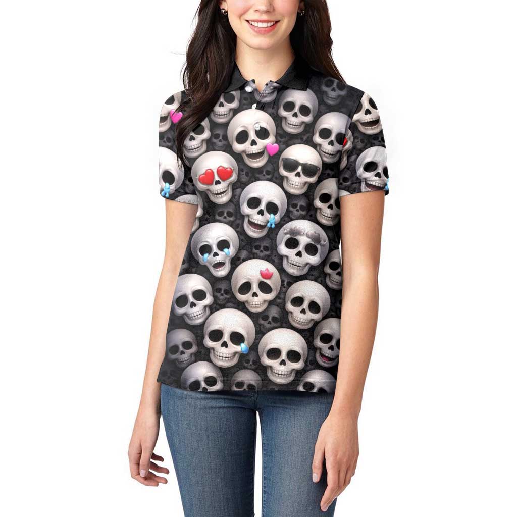 Emoji Skulls Women Polo Shirt Moodboard of the Dead