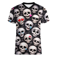 Emoji Skulls Women V-Neck T-Shirt Moodboard of the Dead