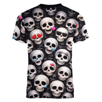 Emoji Skulls Women V-Neck T-Shirt Moodboard of the Dead