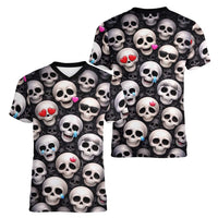 Emoji Skulls Women V-Neck T-Shirt Moodboard of the Dead