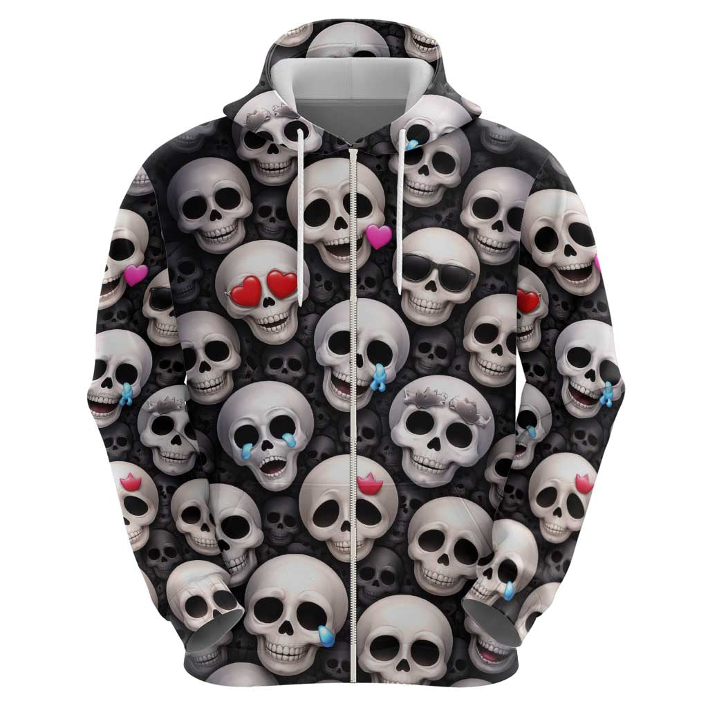 Emoji Skulls Zip Hoodie Moodboard of the Dead