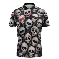Emoji Skulls Zipper Polo Shirt Moodboard of the Dead