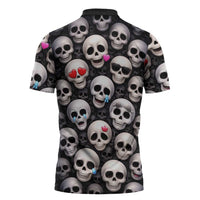Emoji Skulls Zipper Polo Shirt Moodboard of the Dead