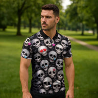 Emoji Skulls Zipper Polo Shirt Moodboard of the Dead