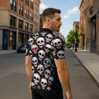 Emoji Skulls Zipper Polo Shirt Moodboard of the Dead