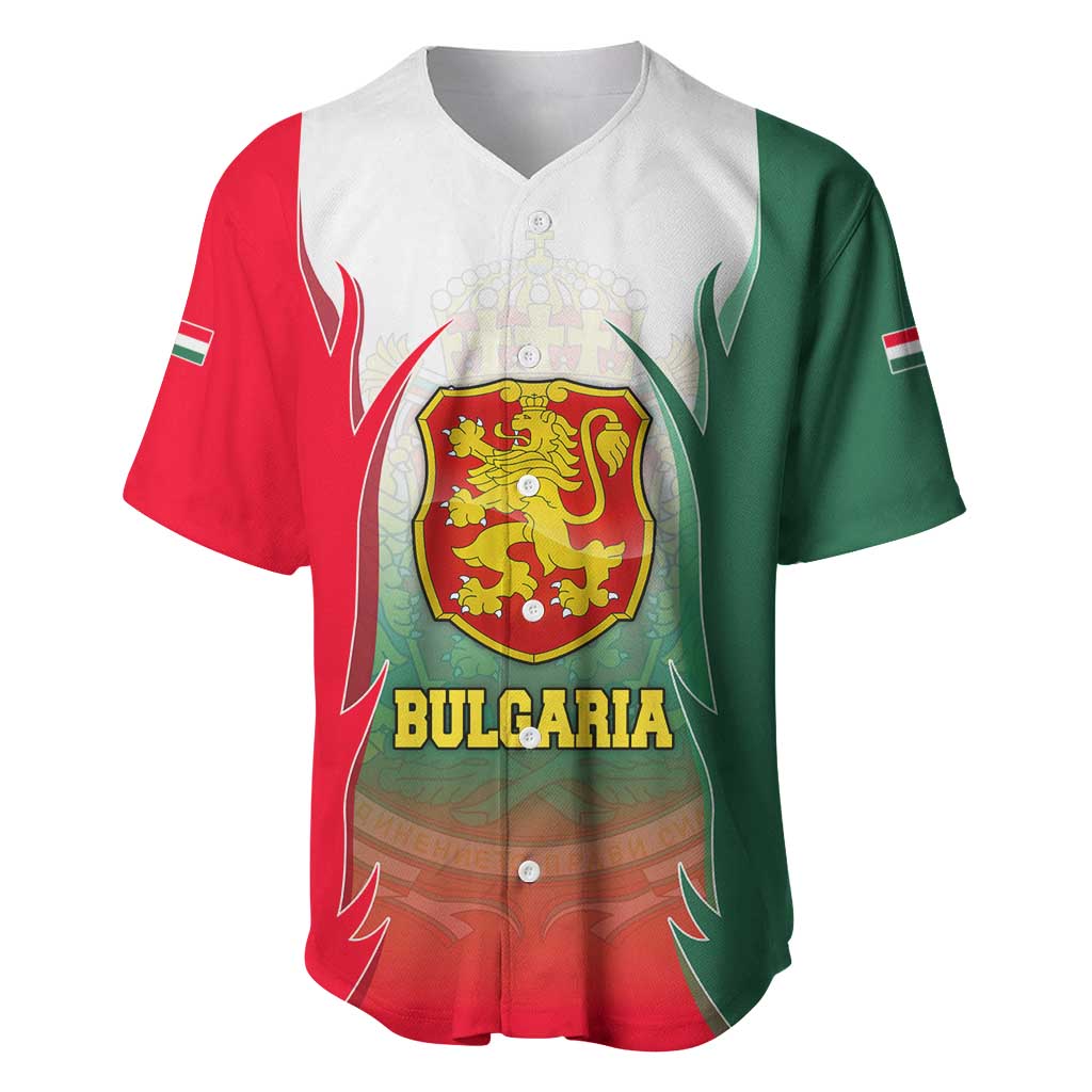 Bulgaria National Crest Baseball Jersey with Tricolor Design and Folk Cuff Pattern