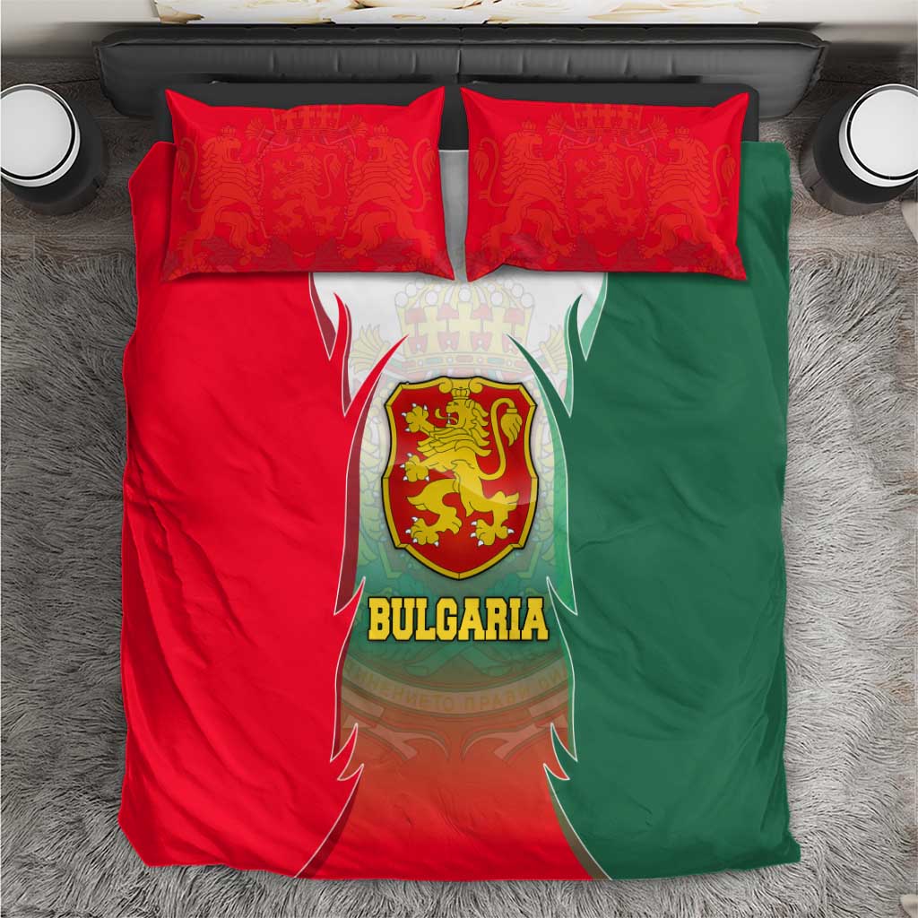 Bulgaria National Crest Bedding Set with Tricolor Design and Folk Cuff Pattern