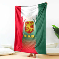 Bulgaria National Crest Blanket with Tricolor Design and Folk Cuff Pattern