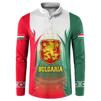 Bulgaria National Crest Button Sweatshirt with Tricolor Design and Folk Cuff Pattern