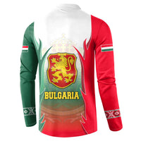 Bulgaria National Crest Button Sweatshirt with Tricolor Design and Folk Cuff Pattern