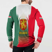Bulgaria National Crest Button Sweatshirt with Tricolor Design and Folk Cuff Pattern