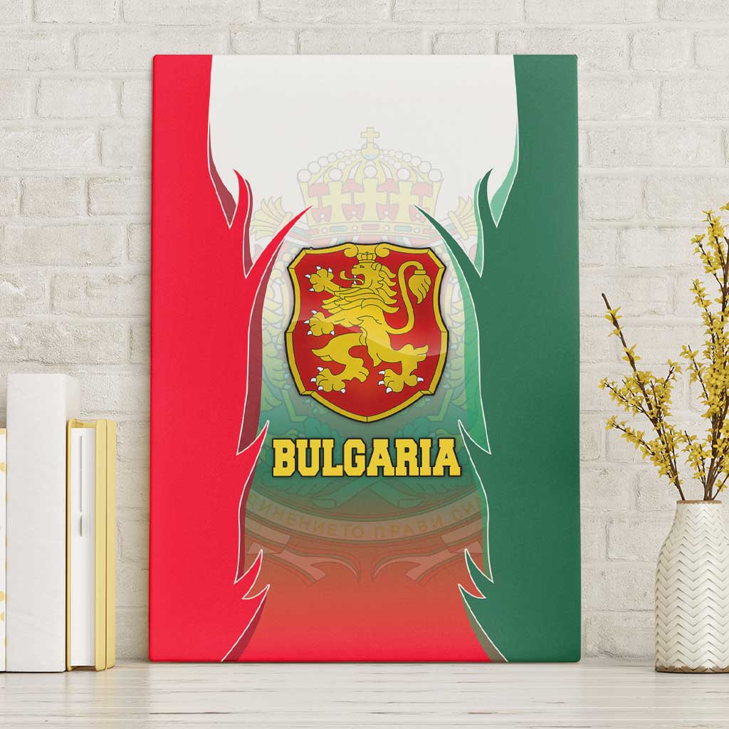 Bulgaria National Crest Canvas Wall Art with Tricolor Design and Folk Cuff Pattern