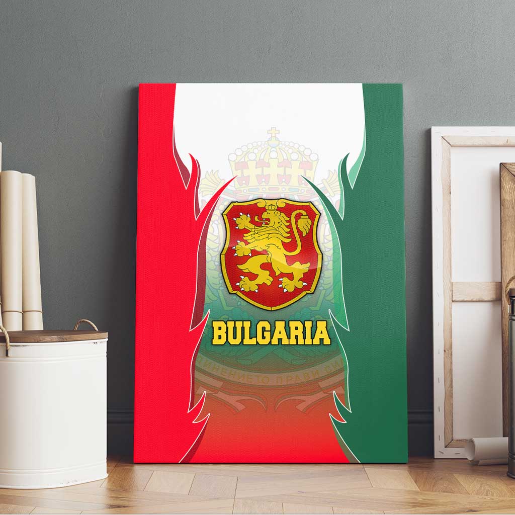 Bulgaria National Crest Canvas Wall Art with Tricolor Design and Folk Cuff Pattern