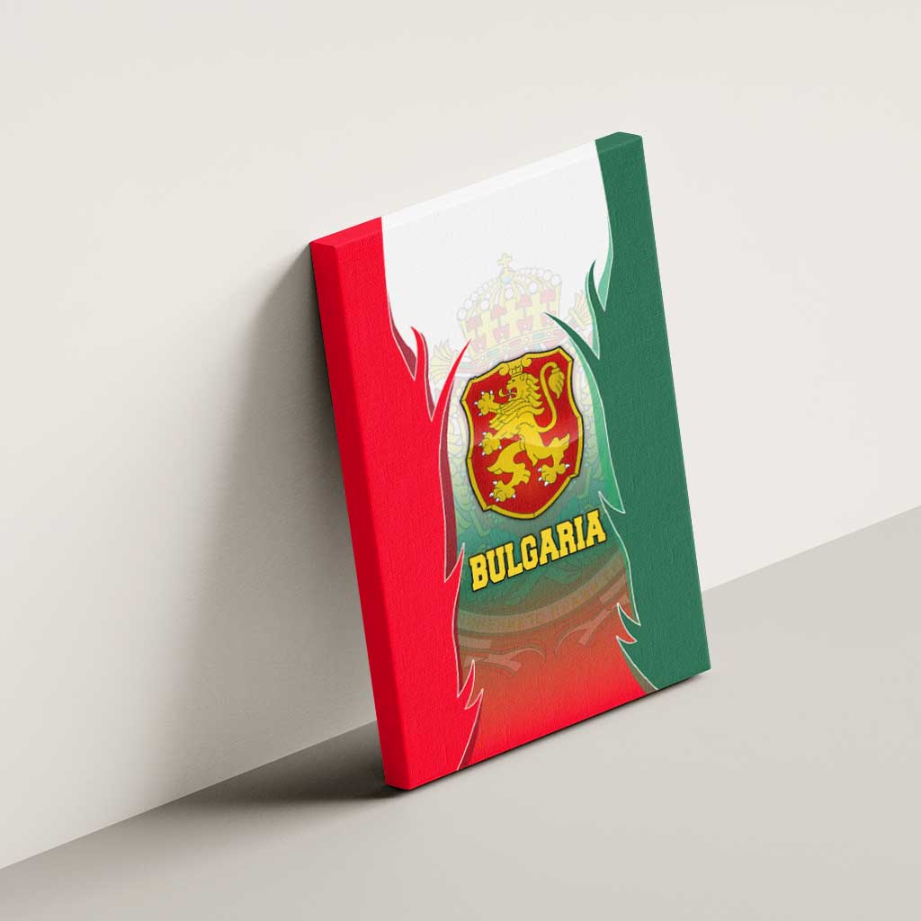 Bulgaria National Crest Canvas Wall Art with Tricolor Design and Folk Cuff Pattern