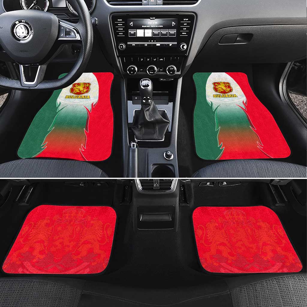 Bulgaria National Crest Car Mats with Tricolor Design and Folk Cuff Pattern