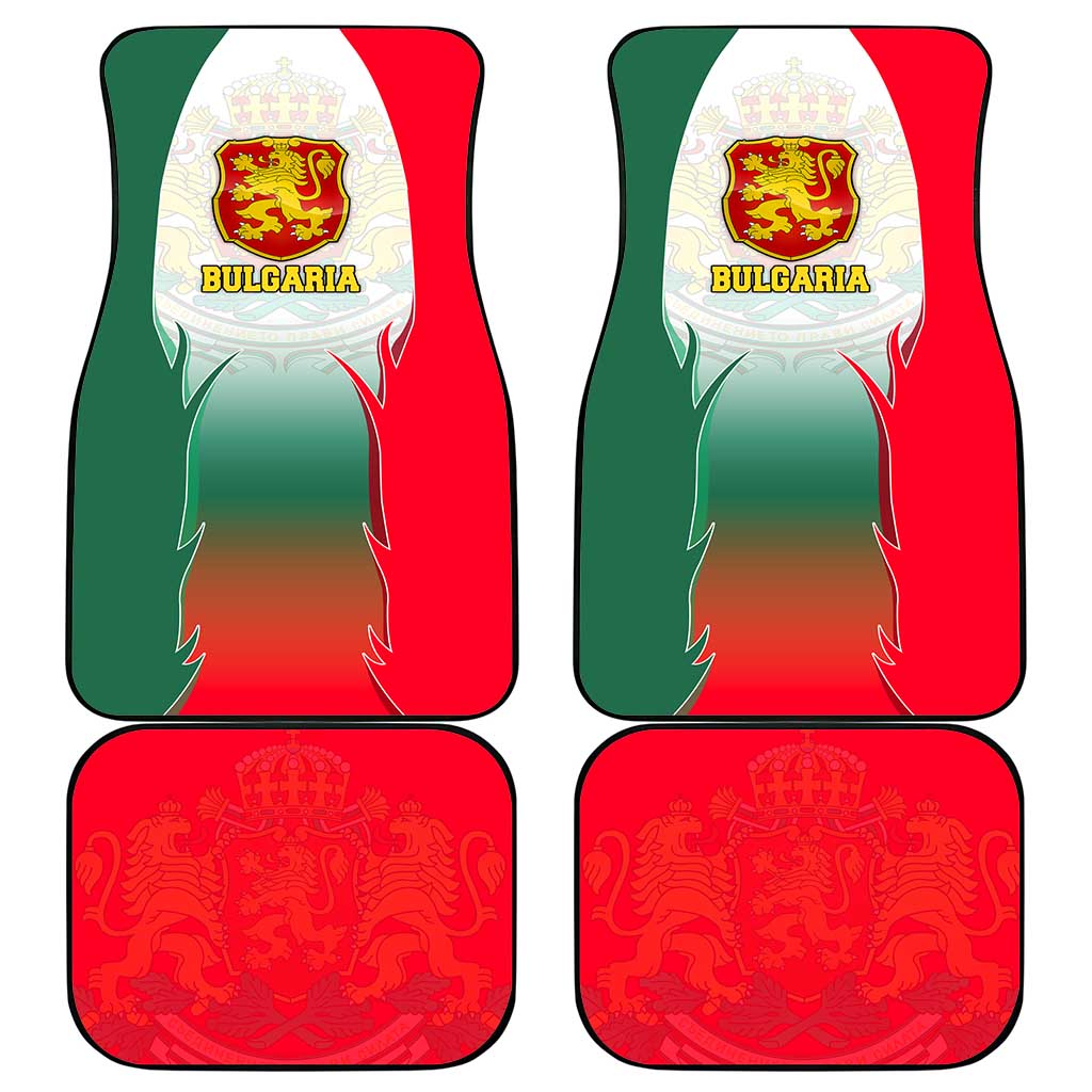 Bulgaria National Crest Car Mats with Tricolor Design and Folk Cuff Pattern