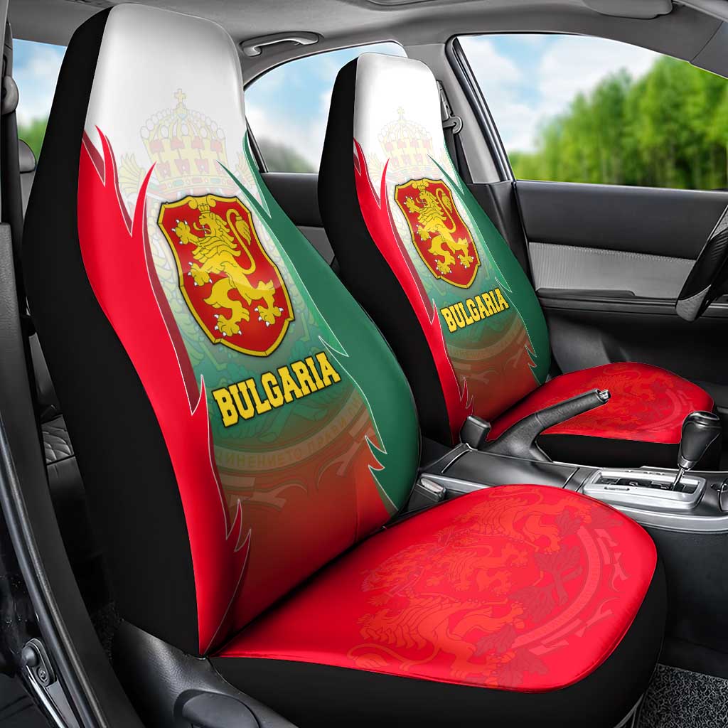 Bulgaria National Crest Car Seat Cover with Tricolor Design and Folk Cuff Pattern