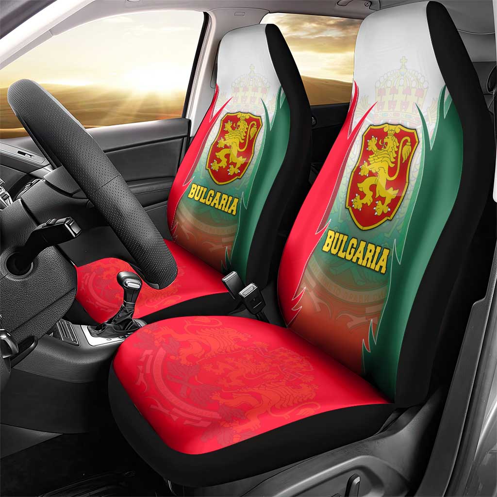 Bulgaria National Crest Car Seat Cover with Tricolor Design and Folk Cuff Pattern