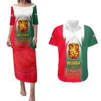 Bulgaria National Crest Couples Matching Puletasi and Hawaiian Shirt with Tricolor Design and Folk Cuff Pattern