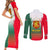 Bulgaria National Crest Couples Matching Short Sleeve Bodycon Dress and Long Sleeve Button Shirt with Tricolor Design and Folk Cuff Pattern
